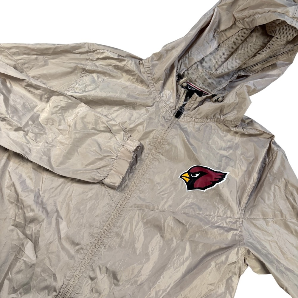 NFL Mens Cream Arizona Cardinals Football Hooded Jacket Windbreaker Size Small‎